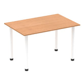 Impulse 1200mm Straight Table Oak Top White Post Leg I003681 DD